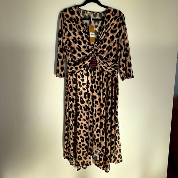NWT Jolie Moi Knot Front Animal Print Maxi Dress, Size 18 - Picture 1 of 4